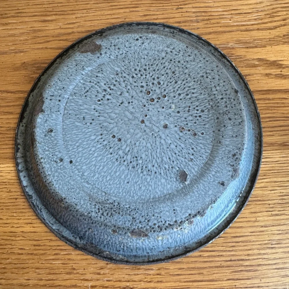 Antique Gray Mottled Graniteware Pie Plate 9 Inch Antique Enamelware Rustic‎ Pan